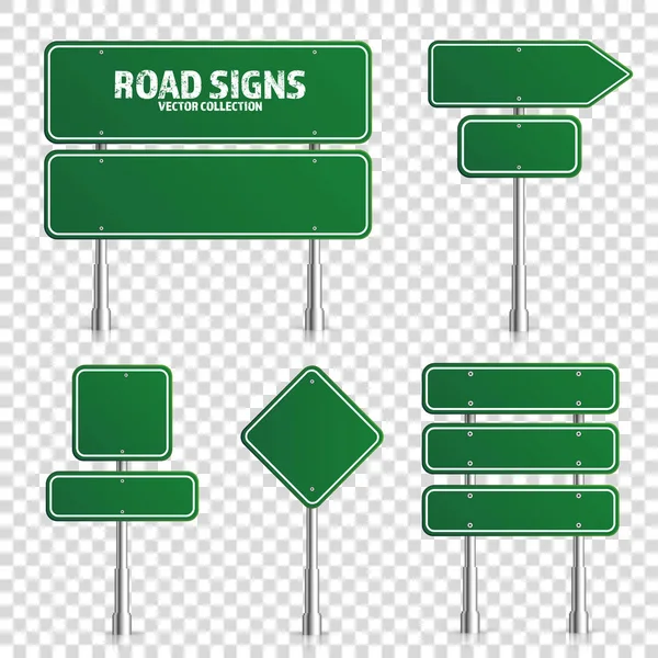 Zöld út forgalom jel. Üres kártya hely a szöveg. Makett. Elszigetelt fehér tájékoztató jel. Irányba. Vektoros illusztráció. — Stock Vector