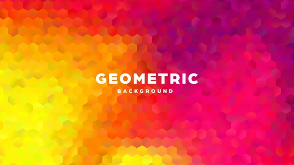 Sechseckigen polygonalen abstrakten Hintergrund. farbenfrohe dreieckige Gradienten-Gestaltung. Banner mit niedriger Poly-Sechseck-Form. Vektorillustration. — Stockvektor