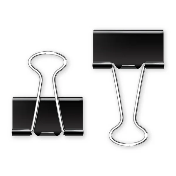 Realistic tilted metal paper clip. Page holder, binder. Vector