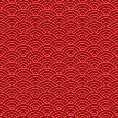 Japonların kusursuz dalga desenleri. Geleneksel Çin dokusu. Doğu Yeni Yıl geçmişi. Vektör illüstrasyonu. 