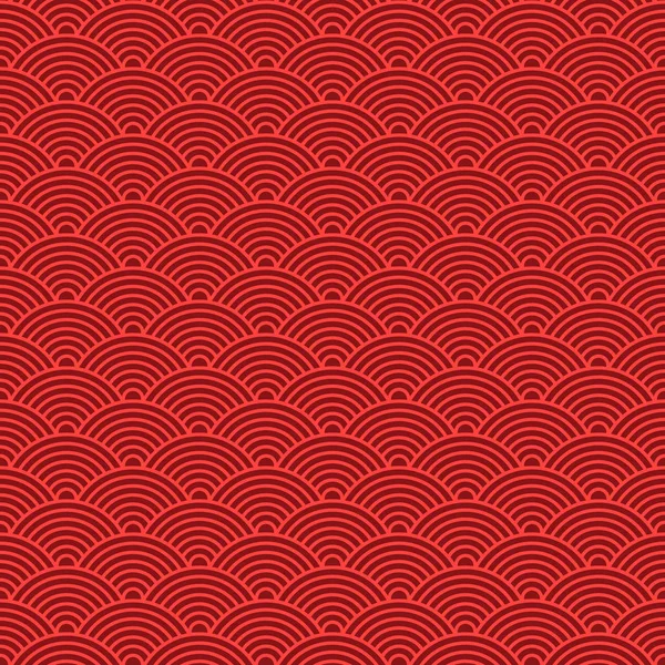 日本红色无缝波浪图案。 中国传统质感。 东方新年背景。 矢量说明. — 图库矢量图片