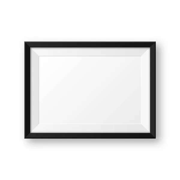 Realistic blank black picture frame with shadow isolated on white background. Modern poster mockup. Empty photo frame for art gallery or interior. Vector illustration. — Stock Vector