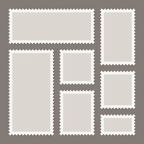 Blank postage stamps collection. Sticky paper stamp. Vector illustration.