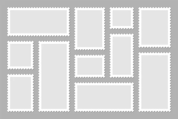 Collection vierge de timbres-poste. Timbre de papier collant. Illustration vectorielle . — Image vectorielle
