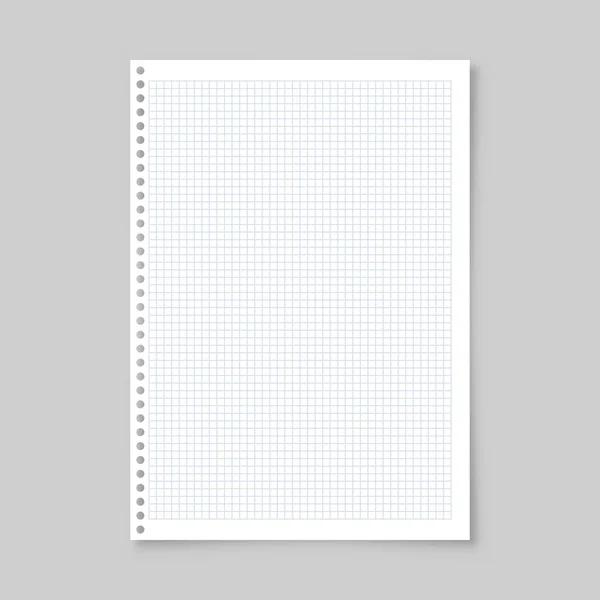 Realistische leere linierte Papierbogen mit Schatten im Format a4 isoliert auf grauem Hintergrund. Notizbuch oder Buchseite. Design-Vorlage oder Attrappe. Vektorillustration. — Stockvektor