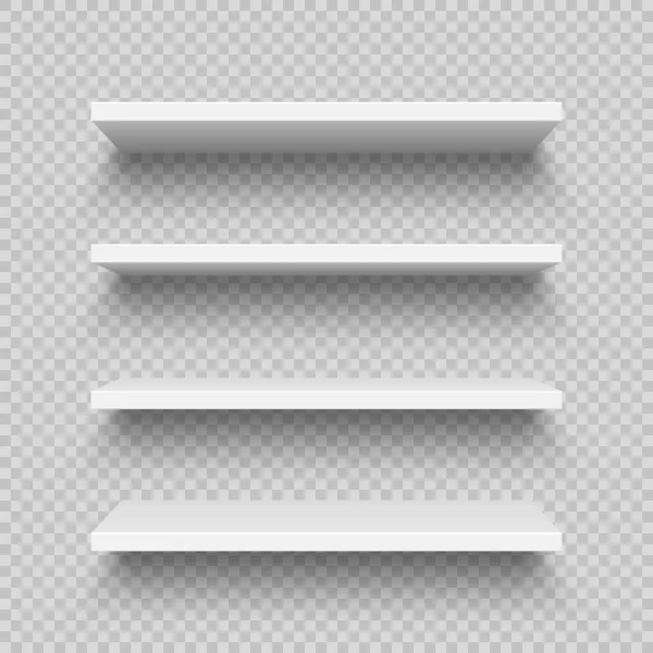 现实的白墙货架收集检查背景. 空的货架 矢量说明. — 图库矢量图片