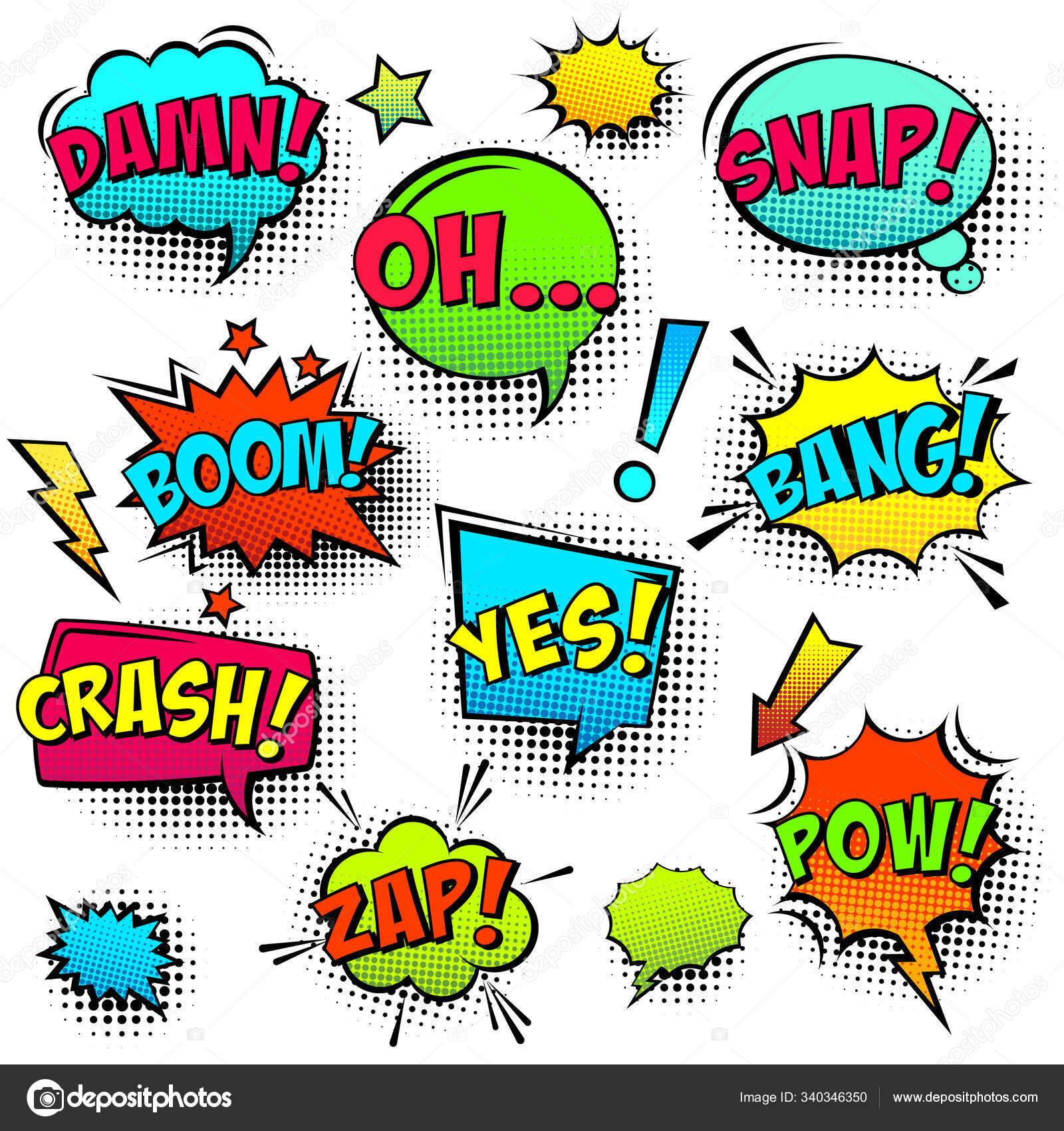 Classic Comic Font Speech Bubble Stickers Sticker for Sale by Charcoalart