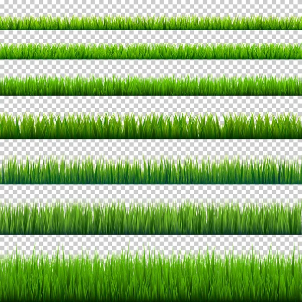 Coleção de bordas de grama. Fundo verde da natureza do prado. Elemento de design do cartão de Páscoa. Ilustração vetorial . — Vetor de Stock