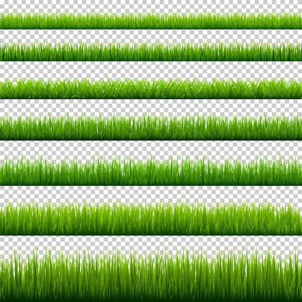Gras grenzt an Sammlung. Grüne Wiese Natur Hintergrund. Osterkarten-Gestaltungselement. Vektorillustration. — Stockvektor