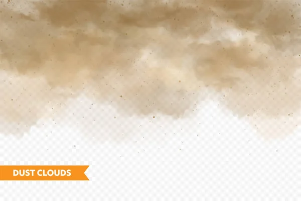 Realistické mraky prachu. Písečná bouře. Znečištěný špinavý hnědý vzduch, smog. Vektorová ilustrace. — Stockový vektor