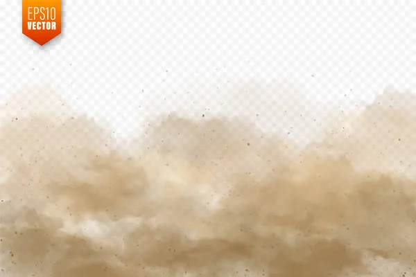 Realistyczne chmury pyłu. Burza piaskowa. Zanieczyszczone brudne brązowe powietrze, smog. Ilustracja wektora. — Wektor stockowy