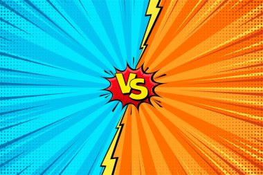 Cartoon comic background. Fight versus. Comics book colorful competition poster with halftone elements. Retro Pop Art style. Vector illustration. clipart
