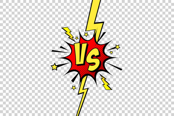 Cartoon comic background. Fight versus. Comics book colorful competition poster with halftone elements. Retro Pop Art style. Vector illustration.