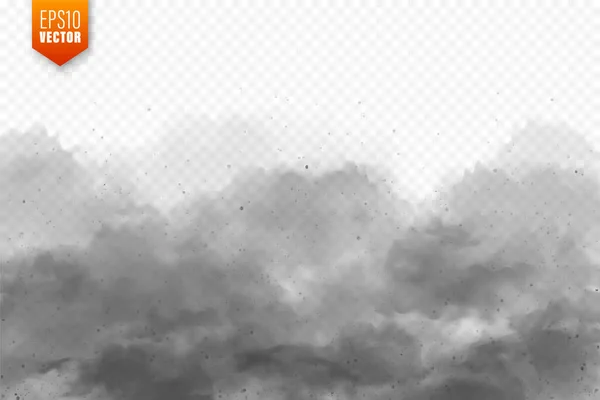Reális porfelhők. Homokvihar. Szennyezett levegő, szmog. Vektorillusztráció. — Stock Vector