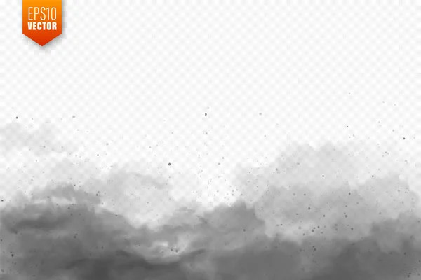 Nubes de polvo realistas. Una tormenta de arena. Aire sucio contaminado, smog. Ilustración vectorial . — Vector de stock