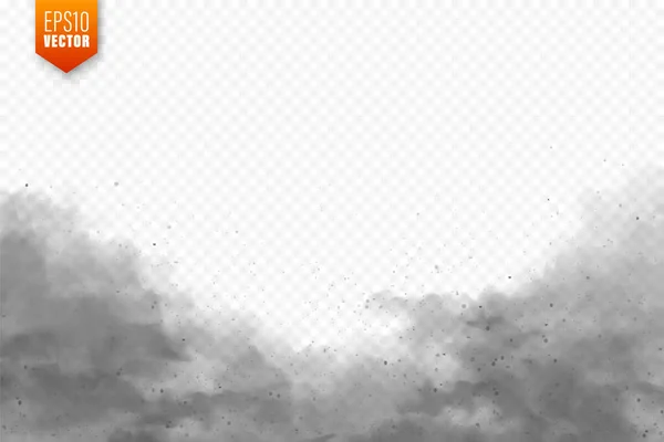 Realistische stofwolken. Zandstorm. Vervuilde vuile lucht, smog. Vectorillustratie. — Stockvector