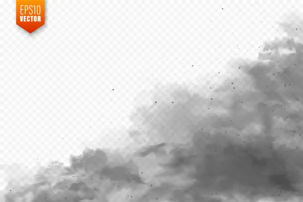 Ρεαλιστικά σύννεφα σκόνης. Αμμοθύελλα. Μολυσμένος βρώμικος αέρας, νέφος. Εικονογράφηση διανύσματος. — Διανυσματικό Αρχείο