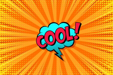 Çizgi film geçmişi. Konuşma balonu. Yarım ton unsurlu renkli çizgi roman posteri. Retro Pop Art tarzı. Vektör illüstrasyonu.