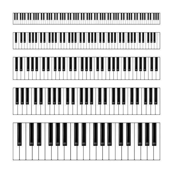 Realistische Klaviertasten gesetzt. Tastatur für Musikinstrumente. Vektorillustration. — Stockvektor