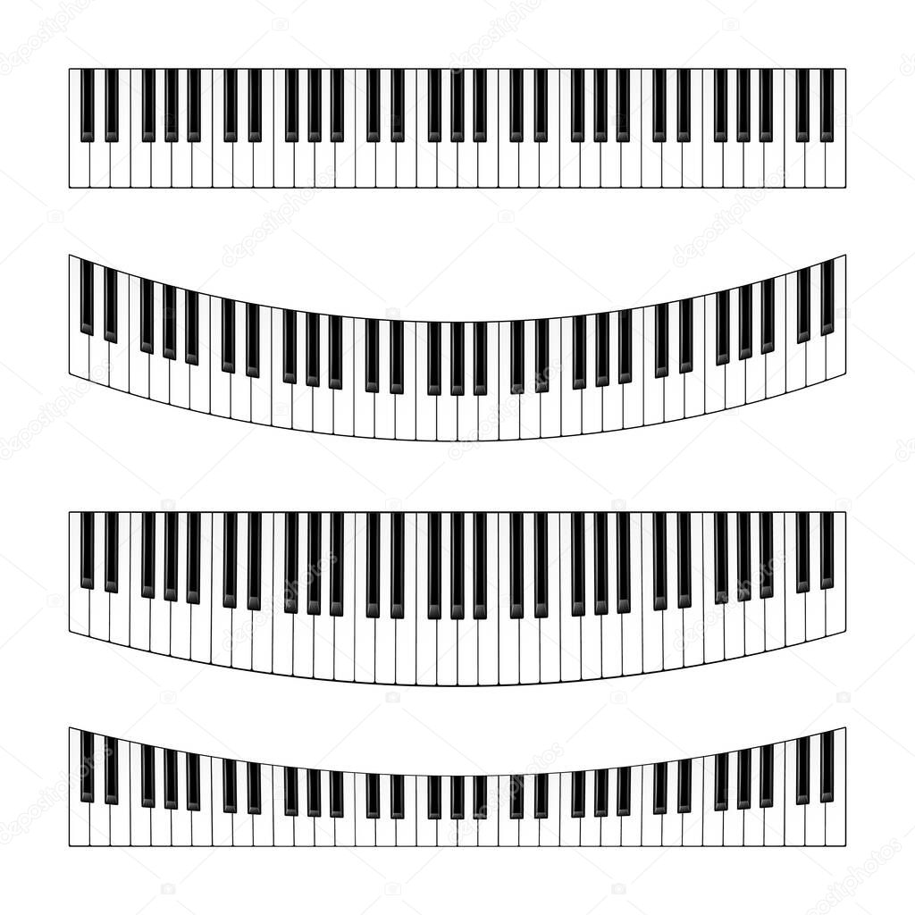 Realistic piano keys set. Musical instrument keyboard. Vector illustration.