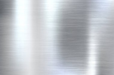 Gerçekçi fırçalanmış metal dokusu. Parlatılmış paslanmaz çelik arka plan. Vektör illüstrasyonu.