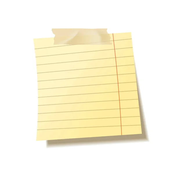 Realistic sticky note sheet. Blank lined paper. Vector illustration. — Stock Vector