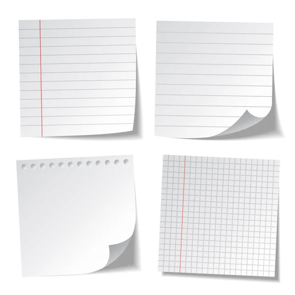 Realistisch gevoerde plakkerige noten. Blanco briefpapier. Informatie herinnering. Vectorillustratie. — Stockvector