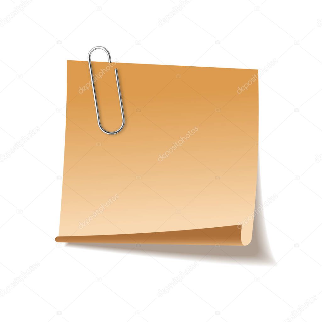 Realistic sticky note sheet. Blank lined paper. Vector illustration.