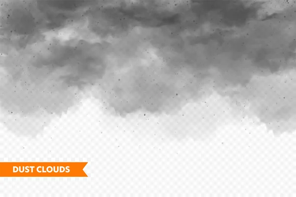 Realistické mraky prachu. Písečná bouře. Znečištěný špinavý vzduch, smog. Vektorová ilustrace. — Stockový vektor