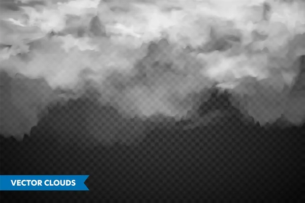 Realistische transparante wolken. Luchtpanorama. Vectorillustratie. — Stockvector