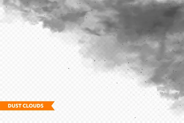 Realistische stofwolken. Zandstorm. Vervuilde vuile lucht, smog. Vectorillustratie. — Stockvector