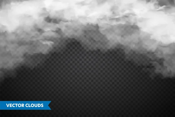 Realistische transparante wolken. Luchtpanorama. Vectorillustratie. — Stockvector