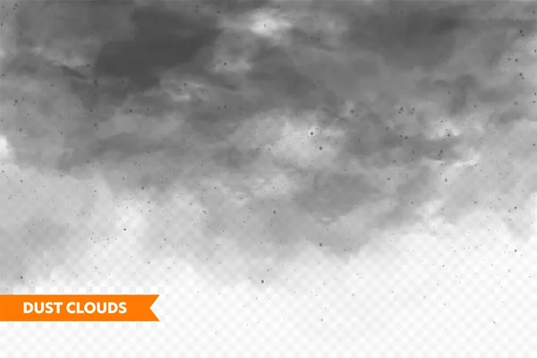 Realistické mraky prachu. Písečná bouře. Znečištěný špinavý vzduch, smog. Vektorová ilustrace. — Stockový vektor
