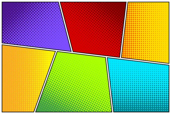 Cartoon comic backgrounds set. Comics book colorful poster with halftone elements. Retro Pop Art style. Vector illustration. — Stock Vector