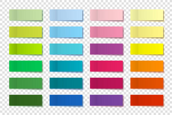 Realistic sticky notes collection. Post note stickers. Colorful sticky paper sheets. Vector illustration.