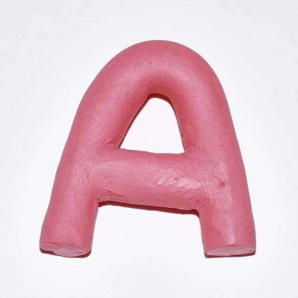 Vowel A in color pink clay — Stock Photo, Image