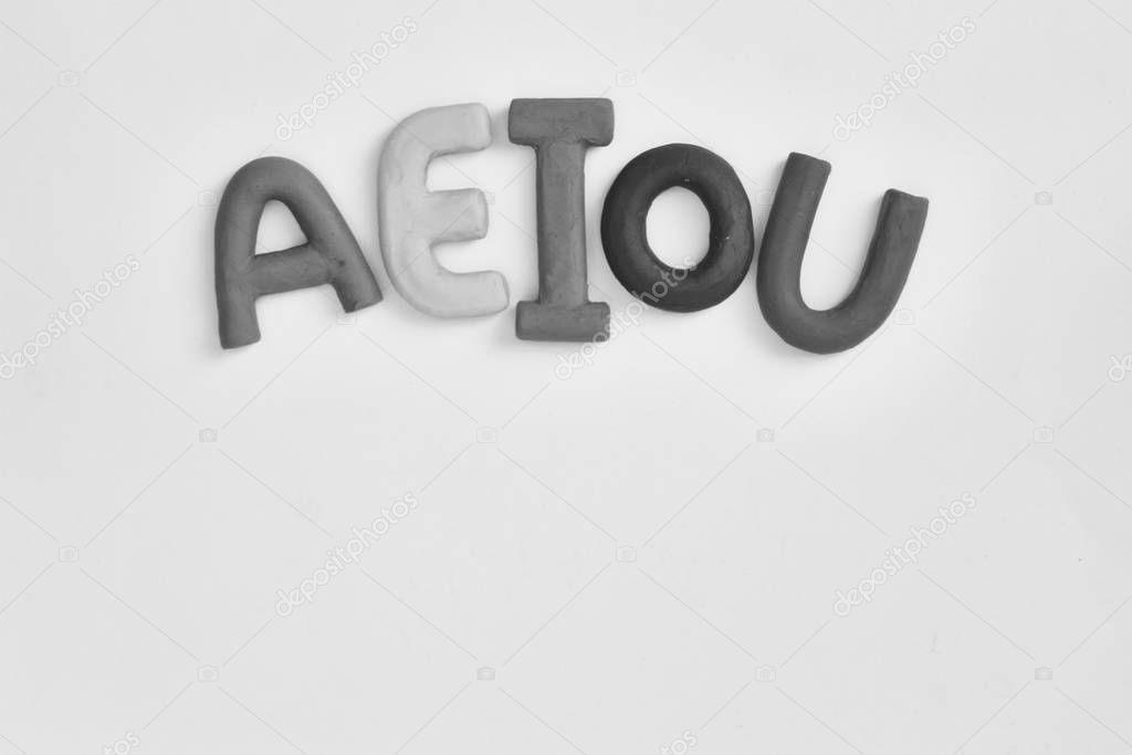 vowels in black and white