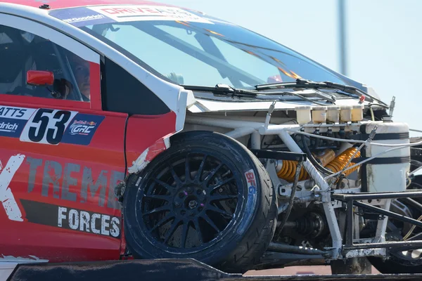 Tow truck towing Cole Keatts's car, during the Red Bull Global R