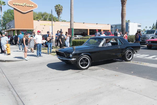Экспозиция первого поколения Black Ford Mustang — стоковое фото