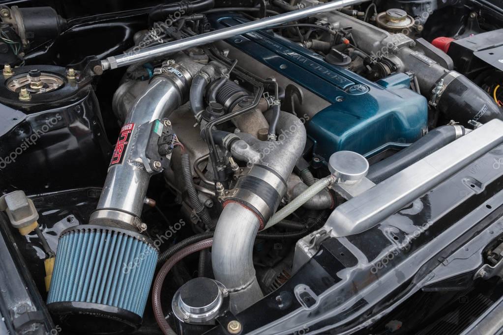 Toyota Celica engine 1983 on display – Stock Editorial Photo