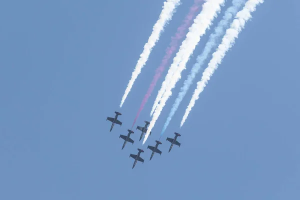 Патріоти L-39 Jet групи виконуючою на авіасалоні Miramar — стокове фото