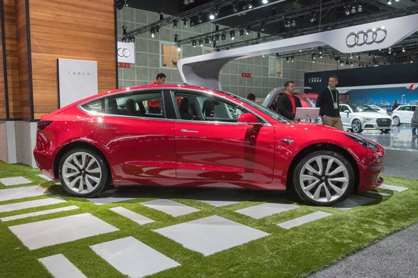 Tesla Model 3 on display during LA Auto Show — Stock Photo, Image