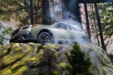 Los Angeles Otomobil Fuarı sırasında Subaru Outback sergileniyor.