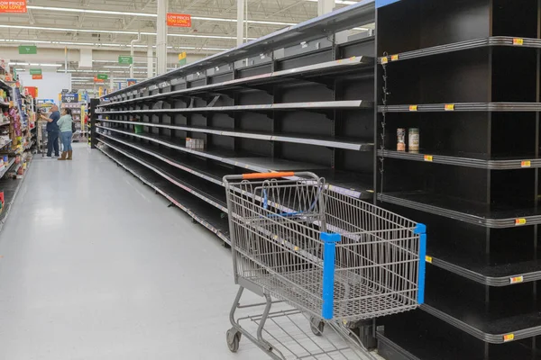 Los Ángeles Marzo 2020 Estanterías Alimentos Vacías Los Supermercados Los — Foto de Stock