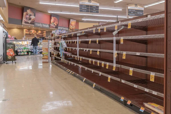 Los Ángeles Marzo 2020 Estanterías Alimentos Vacías Los Supermercados Los — Foto de Stock