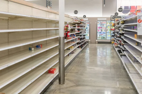 Los Angeles Usa Marca 2020 Puste Półki Żywnością Supermarketach Los — Zdjęcie stockowe