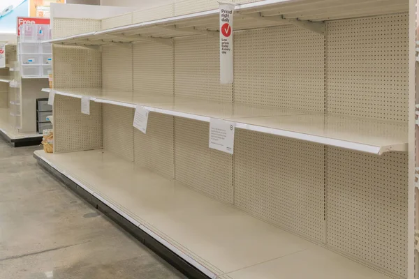 Los Ángeles Marzo 2020 Estanterías Alimentos Vacías Los Supermercados Los — Foto de Stock