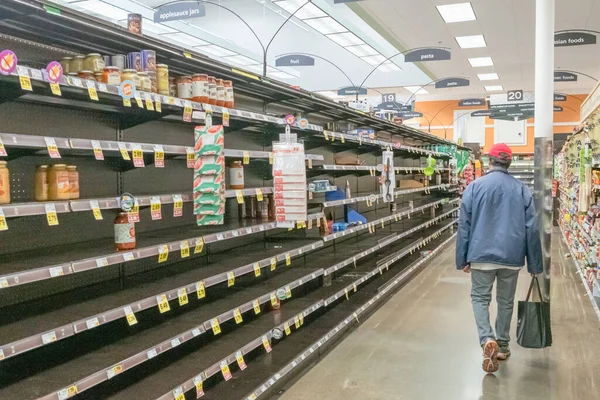 Los Ángeles Marzo 2020 Estanterías Alimentos Vacías Los Supermercados Los — Foto de Stock