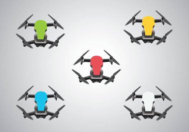 Beş farklı renkler ile hava drones