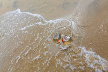 Akvaryumdaki balıklar ve deniz dalgaları.